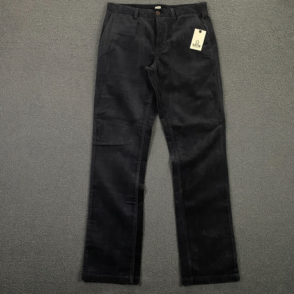 Katin Corey Corduroy Pant Mens 30x32 Slim Straight Chino Black Wash Gray